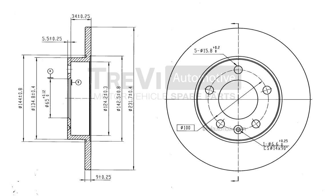 TREVI AUTOMOTIVE féktárcsa - BD1029 - TothCarparts