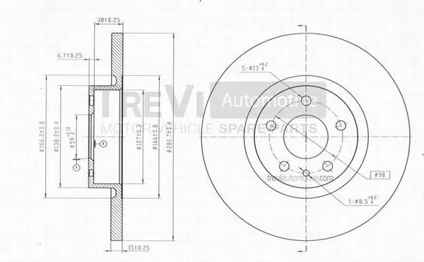 TREVI AUTOMOTIVE féktárcsa - BD1032 - TothCarparts
