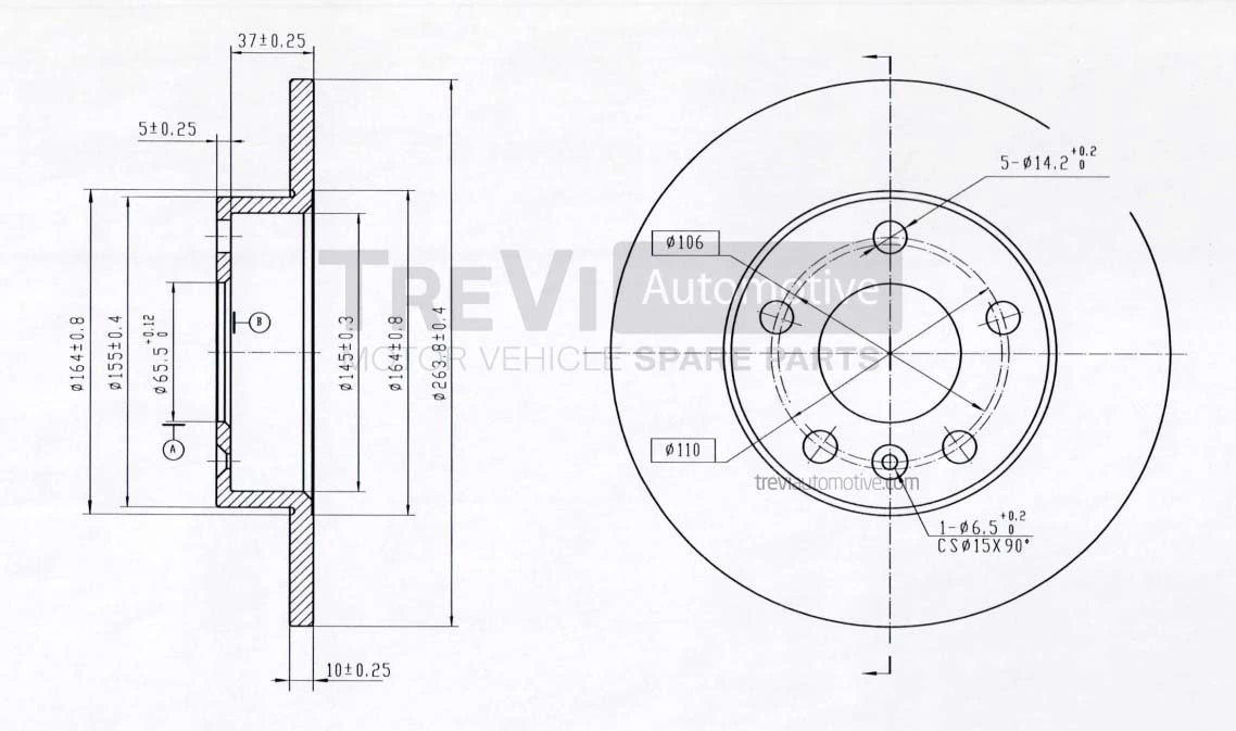TREVI AUTOMOTIVE féktárcsa - BD1035 - TothCarparts