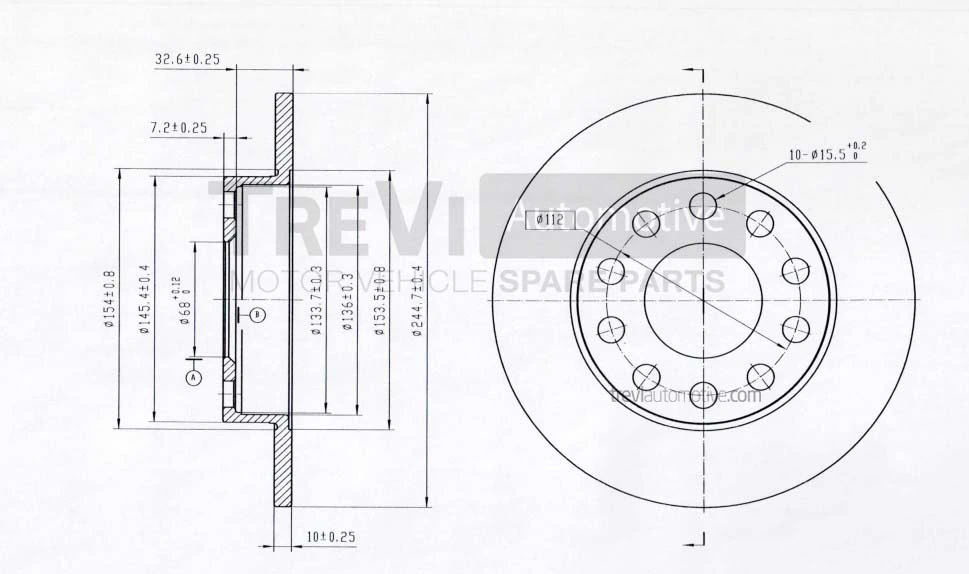 TREVI AUTOMOTIVE féktárcsa - BD1050 - TothCarparts