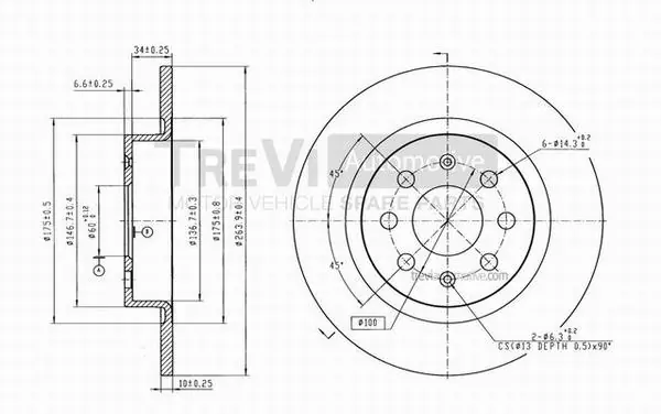TREVI AUTOMOTIVE féktárcsa - BD1055 - TothCarparts