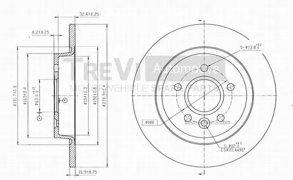 TREVI AUTOMOTIVE féktárcsa - BD1067 - TothCarparts