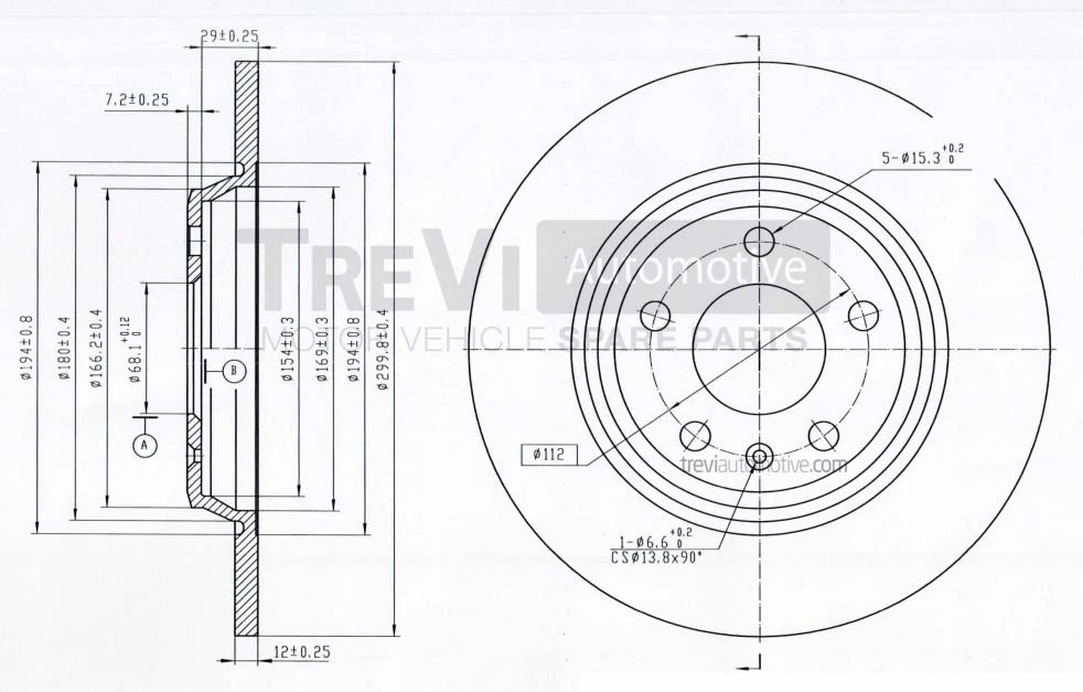 TREVI AUTOMOTIVE féktárcsa - BD1083 - TothCarparts