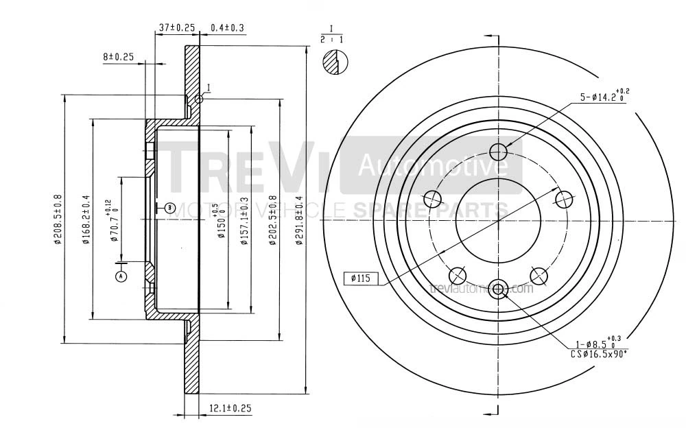 TREVI AUTOMOTIVE féktárcsa - BD1087 - TothCarparts
