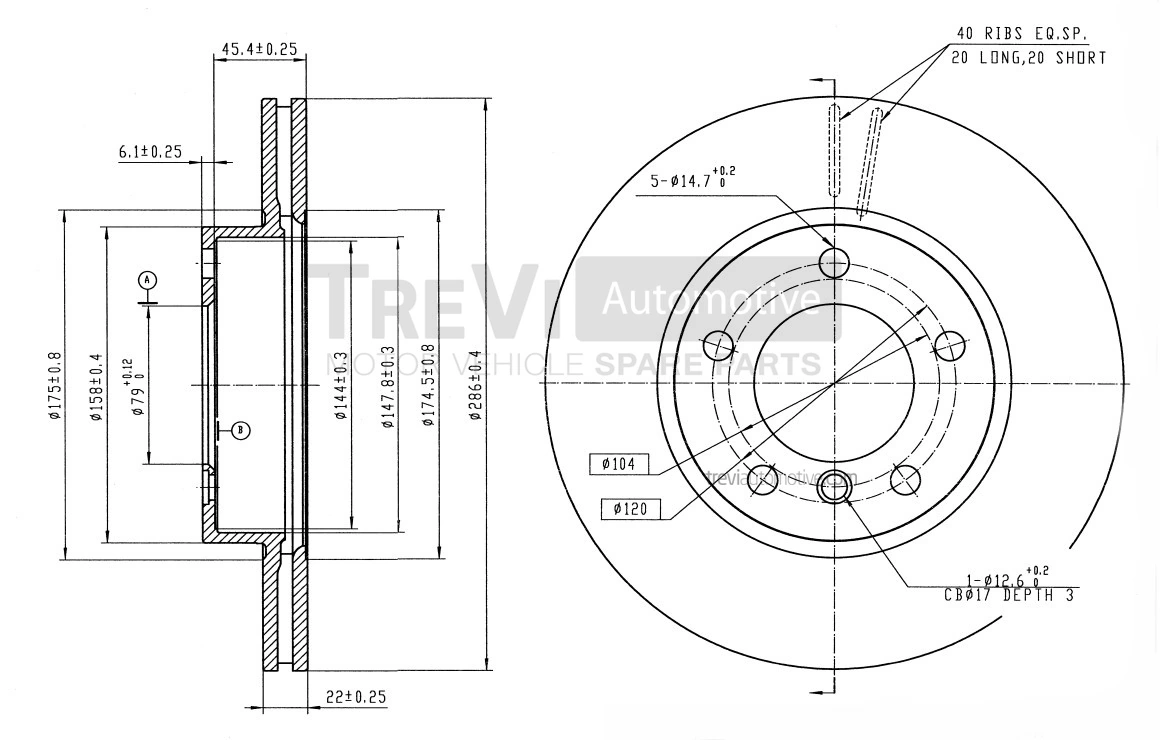 TREVI AUTOMOTIVE féktárcsa - BD1100 - TothCarparts