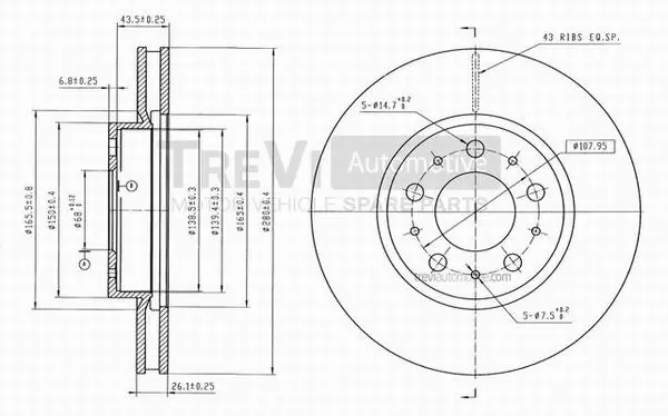 TREVI AUTOMOTIVE féktárcsa - BD1101 - TothCarparts