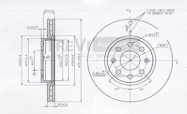 TREVI AUTOMOTIVE féktárcsa - BD1105 - TothCarparts