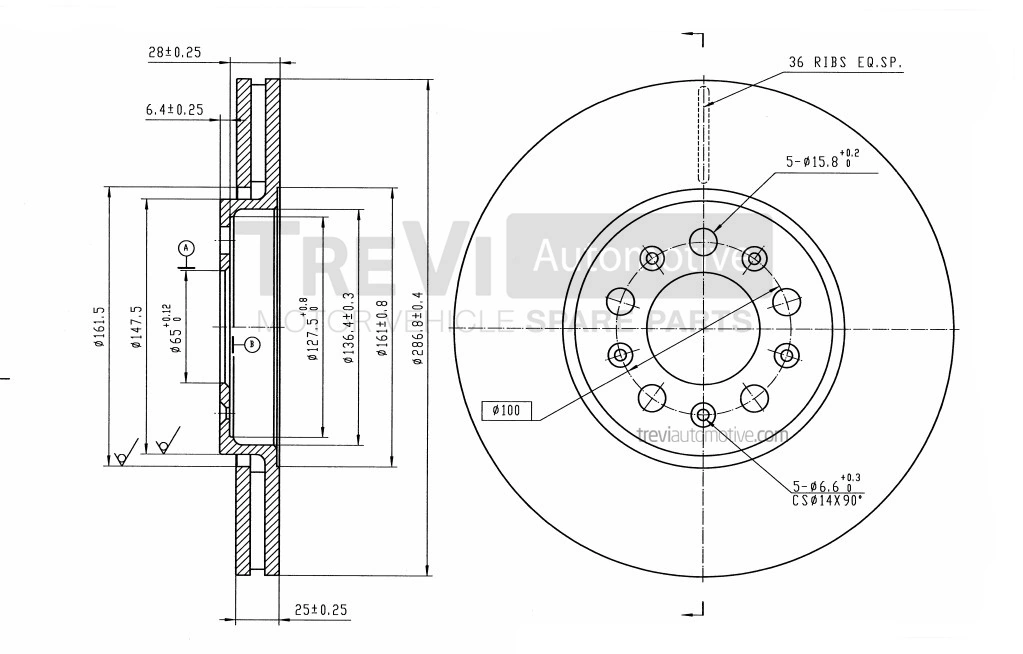 TREVI AUTOMOTIVE féktárcsa - BD1115 - TothCarparts