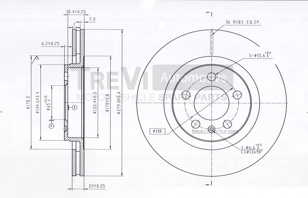 TREVI AUTOMOTIVE féktárcsa - BD1117 - TothCarparts