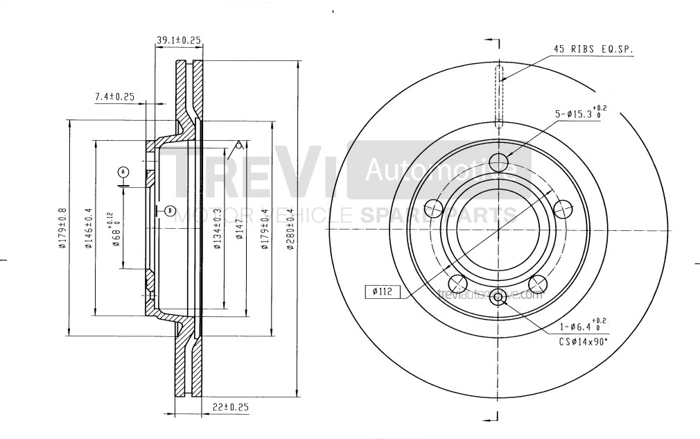 TREVI AUTOMOTIVE féktárcsa - BD1119 - TothCarparts