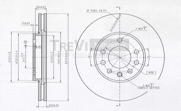 TREVI AUTOMOTIVE féktárcsa - BD1123 - TothCarparts