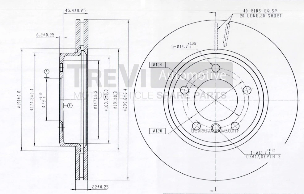 TREVI AUTOMOTIVE féktárcsa - BD1124 - TothCarparts