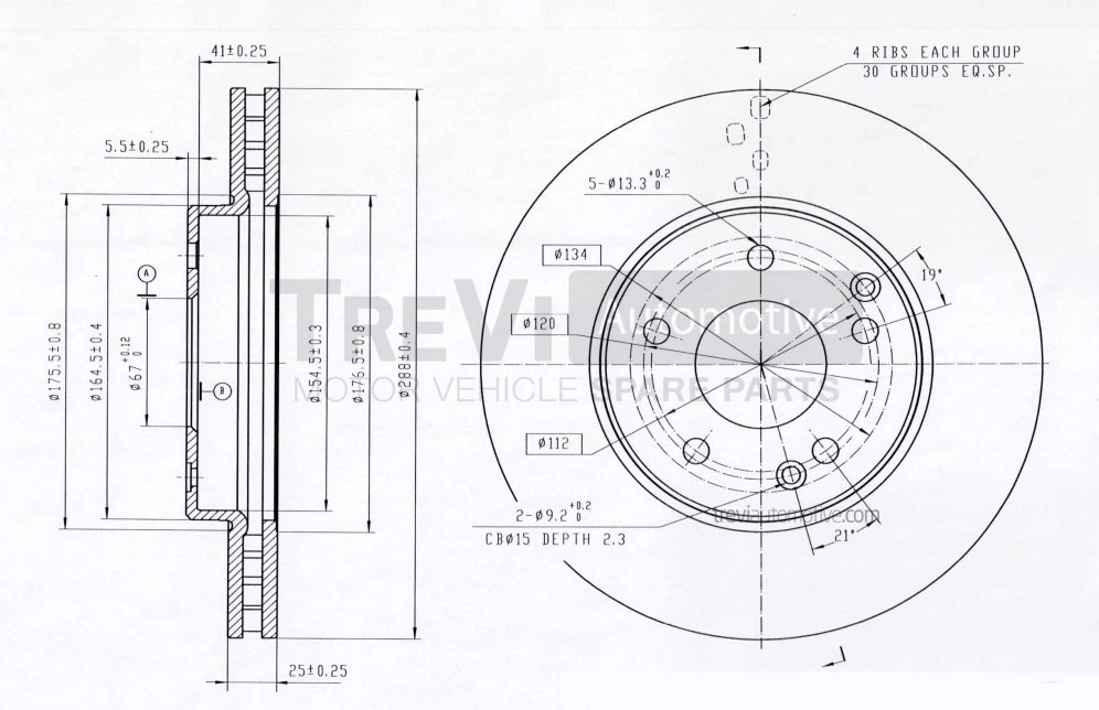 TREVI AUTOMOTIVE féktárcsa - BD1139 - TothCarparts