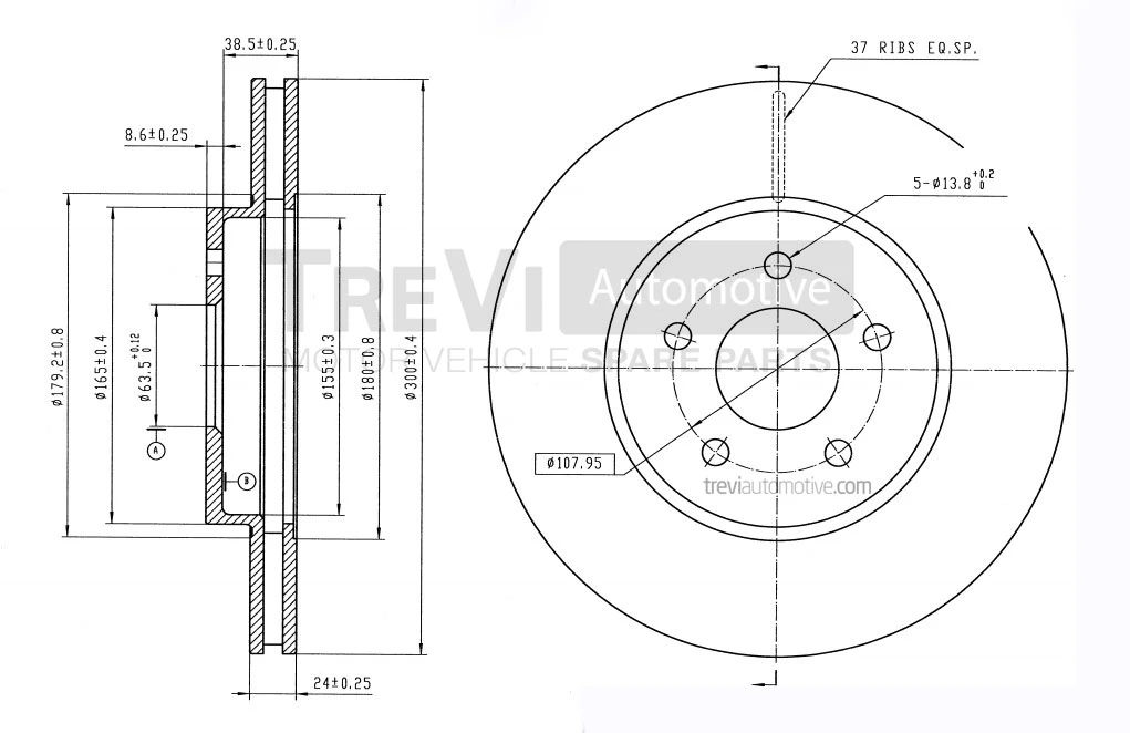 TREVI AUTOMOTIVE féktárcsa - BD1147 - TothCarparts