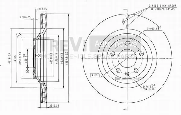 TREVI AUTOMOTIVE féktárcsa - BD1153 - TothCarparts