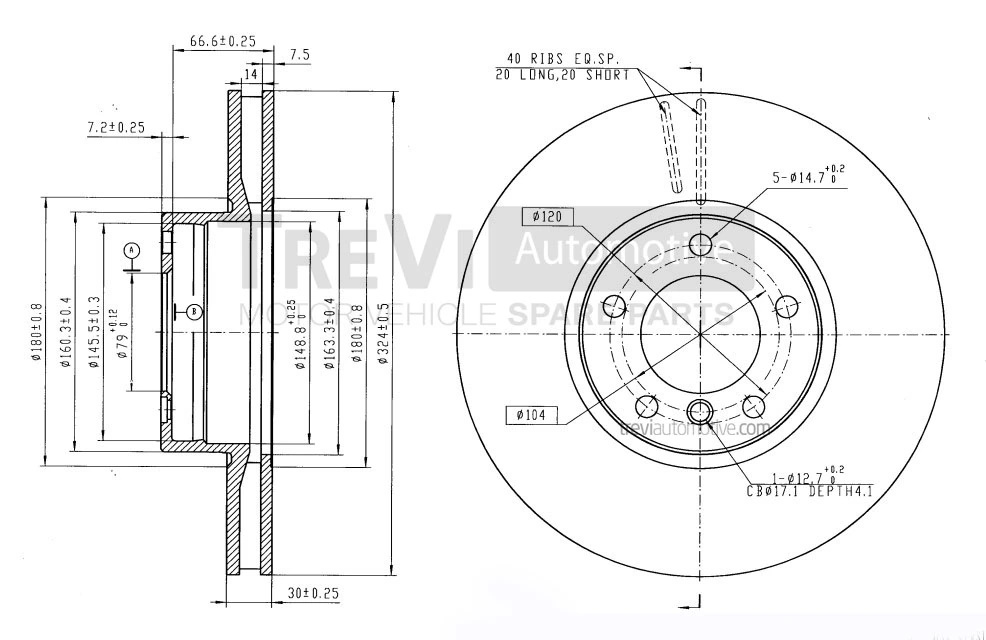 TREVI AUTOMOTIVE féktárcsa - BD1161 - TothCarparts