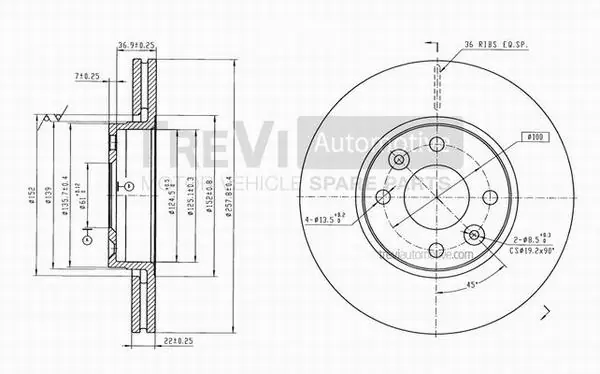 TREVI AUTOMOTIVE féktárcsa - BD1165 - TothCarparts