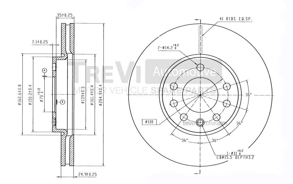 TREVI AUTOMOTIVE féktárcsa - BD1171 - TothCarparts