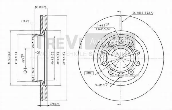 TREVI AUTOMOTIVE féktárcsa - BD1172 - TothCarparts