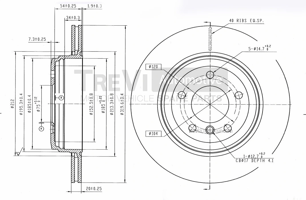 TREVI AUTOMOTIVE féktárcsa - BD1182 - TothCarparts