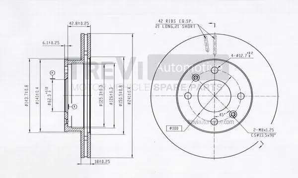 TREVI AUTOMOTIVE féktárcsa - BD1186 - TothCarparts