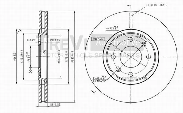TREVI AUTOMOTIVE féktárcsa - BD1197 - TothCarparts