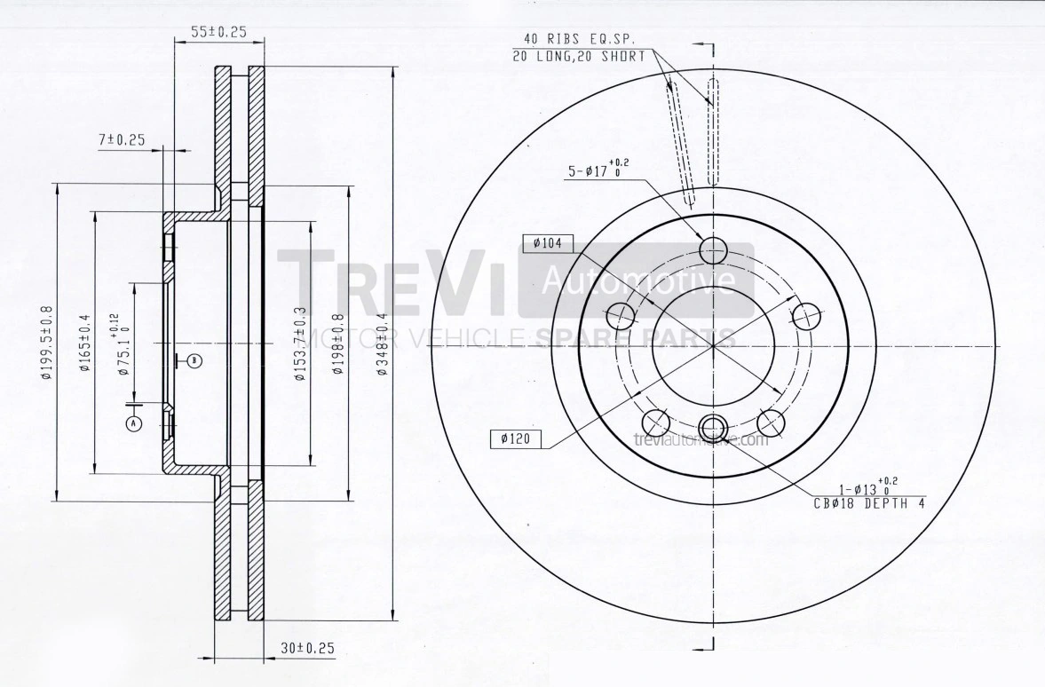 TREVI AUTOMOTIVE féktárcsa - BD1209 - TothCarparts