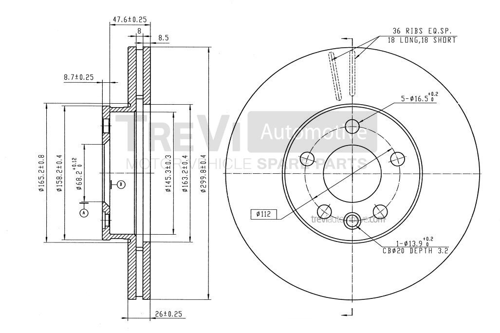 TREVI AUTOMOTIVE féktárcsa - BD1211 - TothCarparts