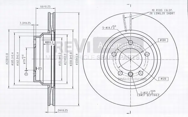 TREVI AUTOMOTIVE féktárcsa - BD1217 - TothCarparts