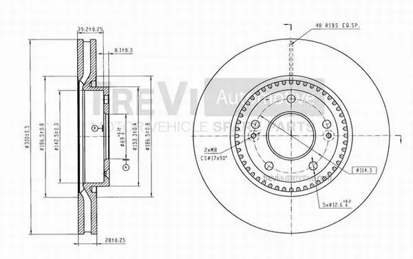 TREVI AUTOMOTIVE féktárcsa - BD1230 - TothCarparts