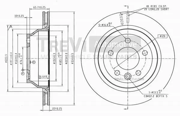 TREVI AUTOMOTIVE féktárcsa - BD1234 - TothCarparts