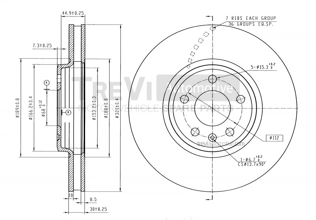 TREVI AUTOMOTIVE féktárcsa - BD1239 - TothCarparts