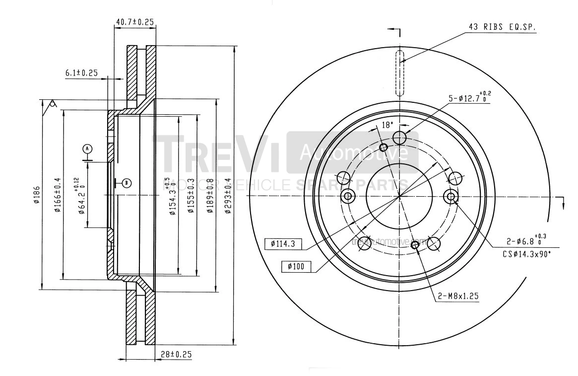 TREVI AUTOMOTIVE féktárcsa - BD1242 - TothCarparts