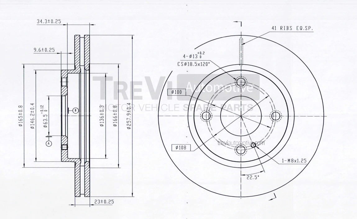 TREVI AUTOMOTIVE féktárcsa - BD1246 - TothCarparts