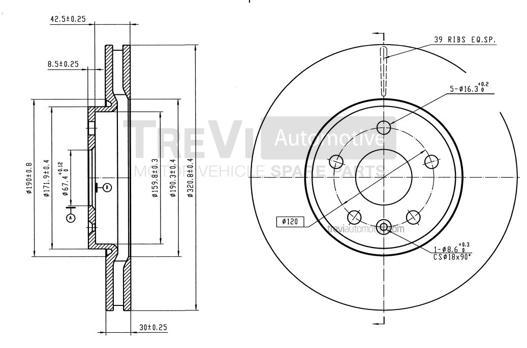 TREVI AUTOMOTIVE féktárcsa - BD1248 - TothCarparts