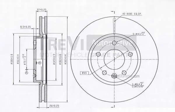 TREVI AUTOMOTIVE féktárcsa - BD1255 - TothCarparts