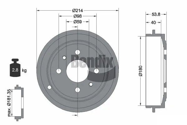 BENDIX Braking fékdob - BDM1029 - TothCarparts