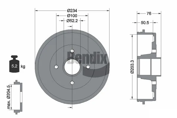 BENDIX Braking fékdob - BDM1041 - TothCarparts