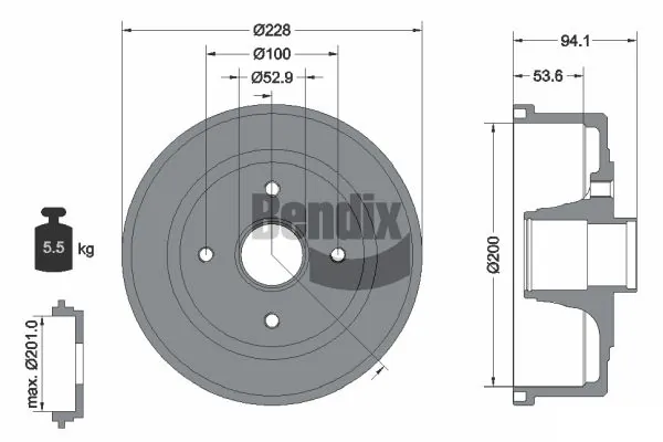BENDIX Braking fékdob - BDM1058 - TothCarparts