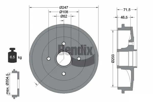 BENDIX Braking fékdob - BDM1079 - TothCarparts
