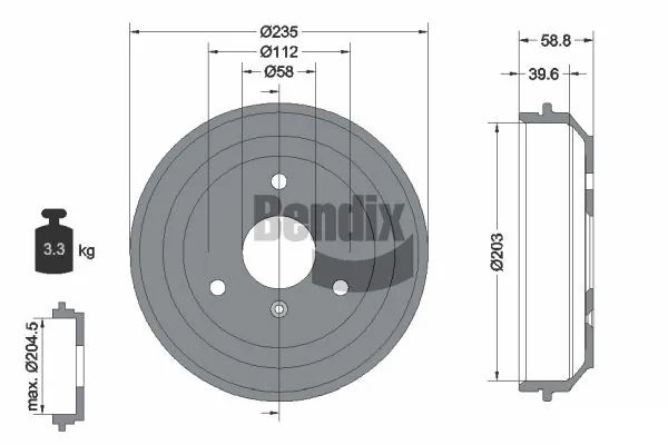 BENDIX Braking fékdob - BDM1100 - TothCarparts