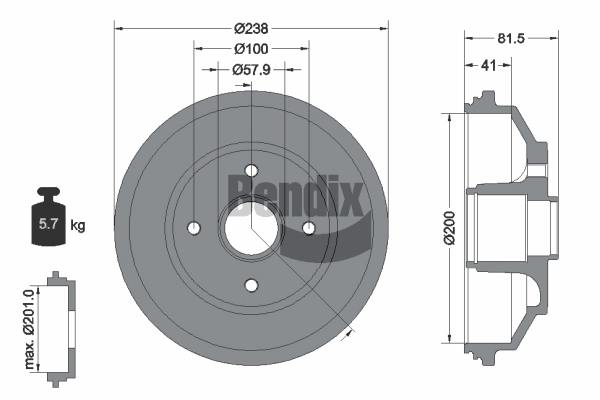 BENDIX Braking fékdob - BDM1137 - TothCarparts
