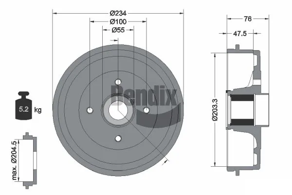 BENDIX Braking fékdob - BDM1158 - TothCarparts
