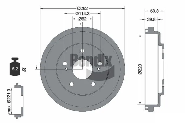 BENDIX Braking fékdob - BDM1179 - TothCarparts