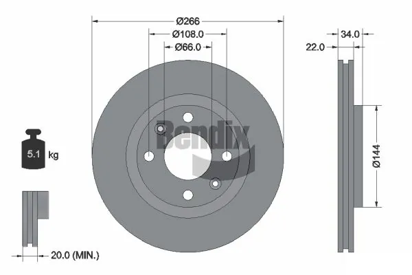 BENDIX Braking féktárcsa - BDS1000 - TothCarparts