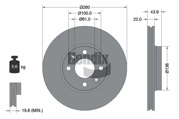 BENDIX Braking féktárcsa - BDS1003 - TothCarparts