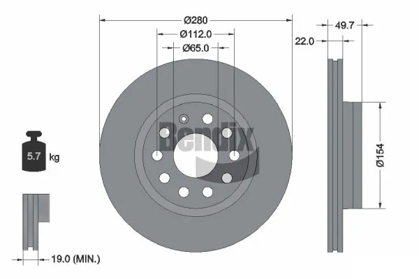 BENDIX Braking féktárcsa - BDS1006HC - TothCarparts