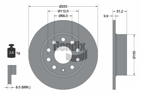 BENDIX Braking féktárcsa - BDS1007 - TothCarparts