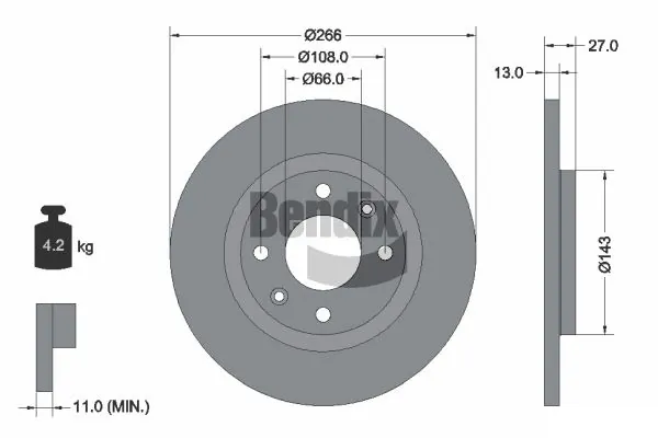 BENDIX Braking féktárcsa - BDS1014 - TothCarparts