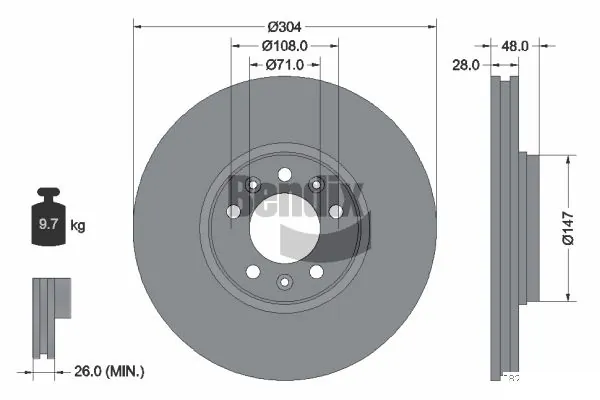 BENDIX Braking féktárcsa - BDS1019 - TothCarparts